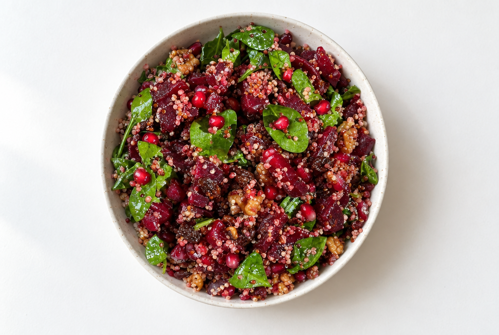 Beet Salad with Quinoa and Spinach