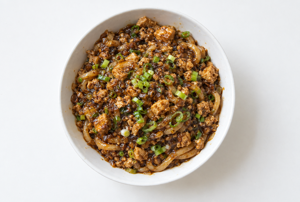 Saucy Udon with Crumbled Tofu