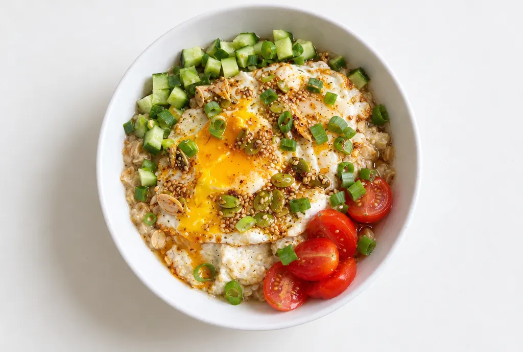 Savory Oatmeal with Fried Egg