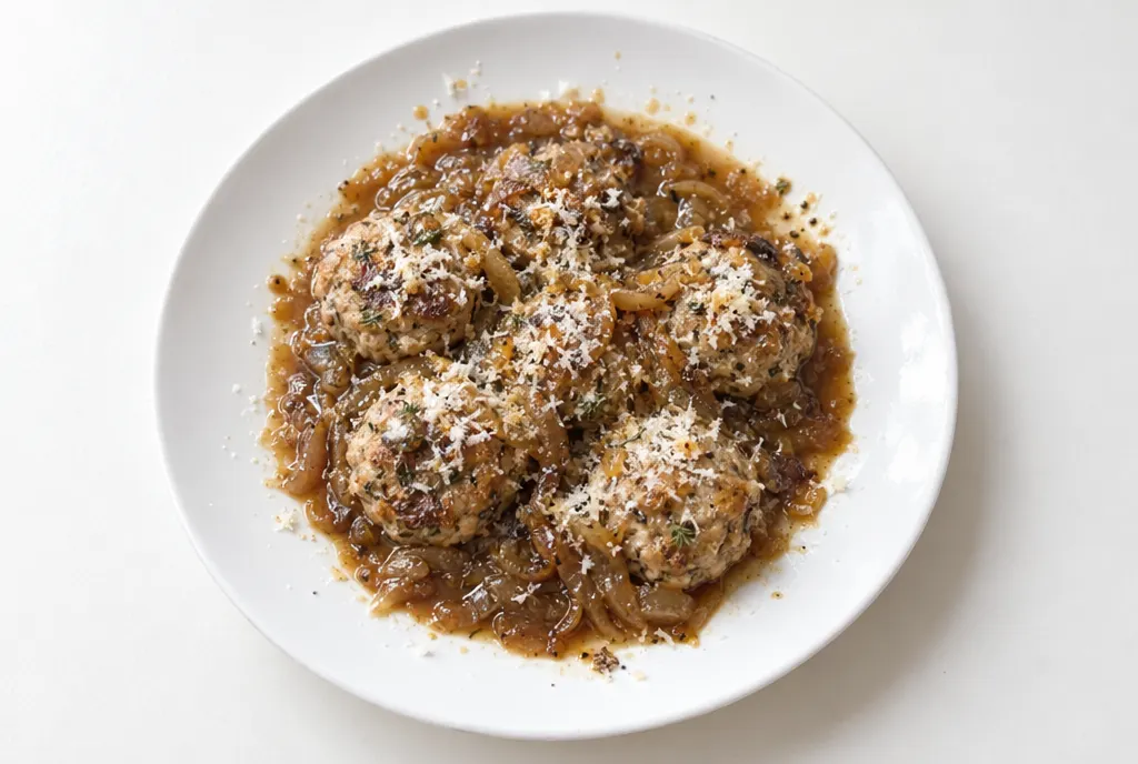 Turkey Meatballs with Onion Gravy