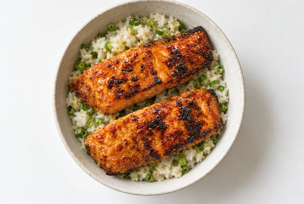 Sticky Miso Salmon Rice Bowl