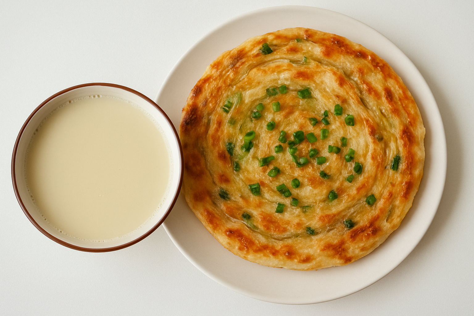 Chinese Scallion Pancake with Soy Milk