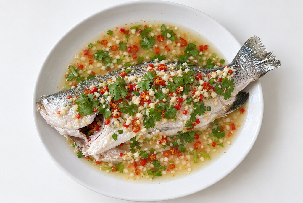 Thai Steamed Fish with Lime & Garlic