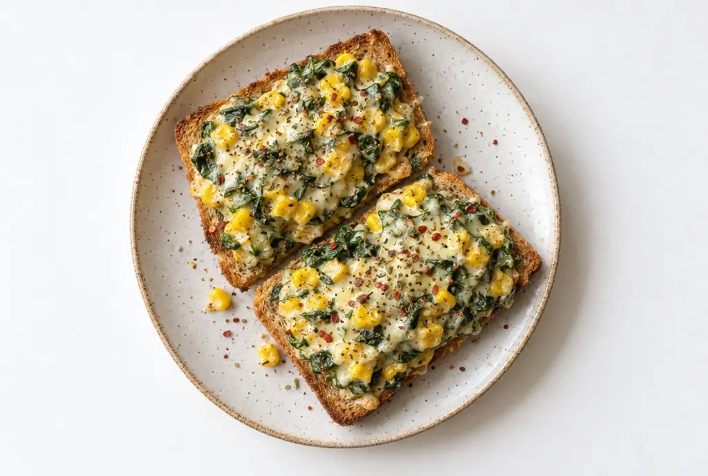 Creamy Spinach Corn Toast