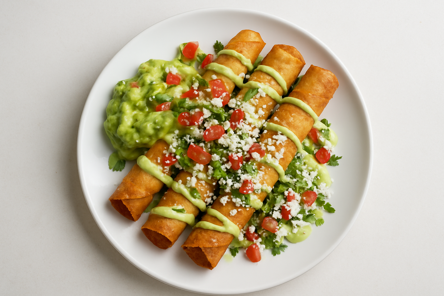 Crispy Chicken Taquitos with Guacamole